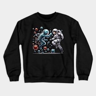 an astronaut against an alien bacteria АІ Crewneck Sweatshirt